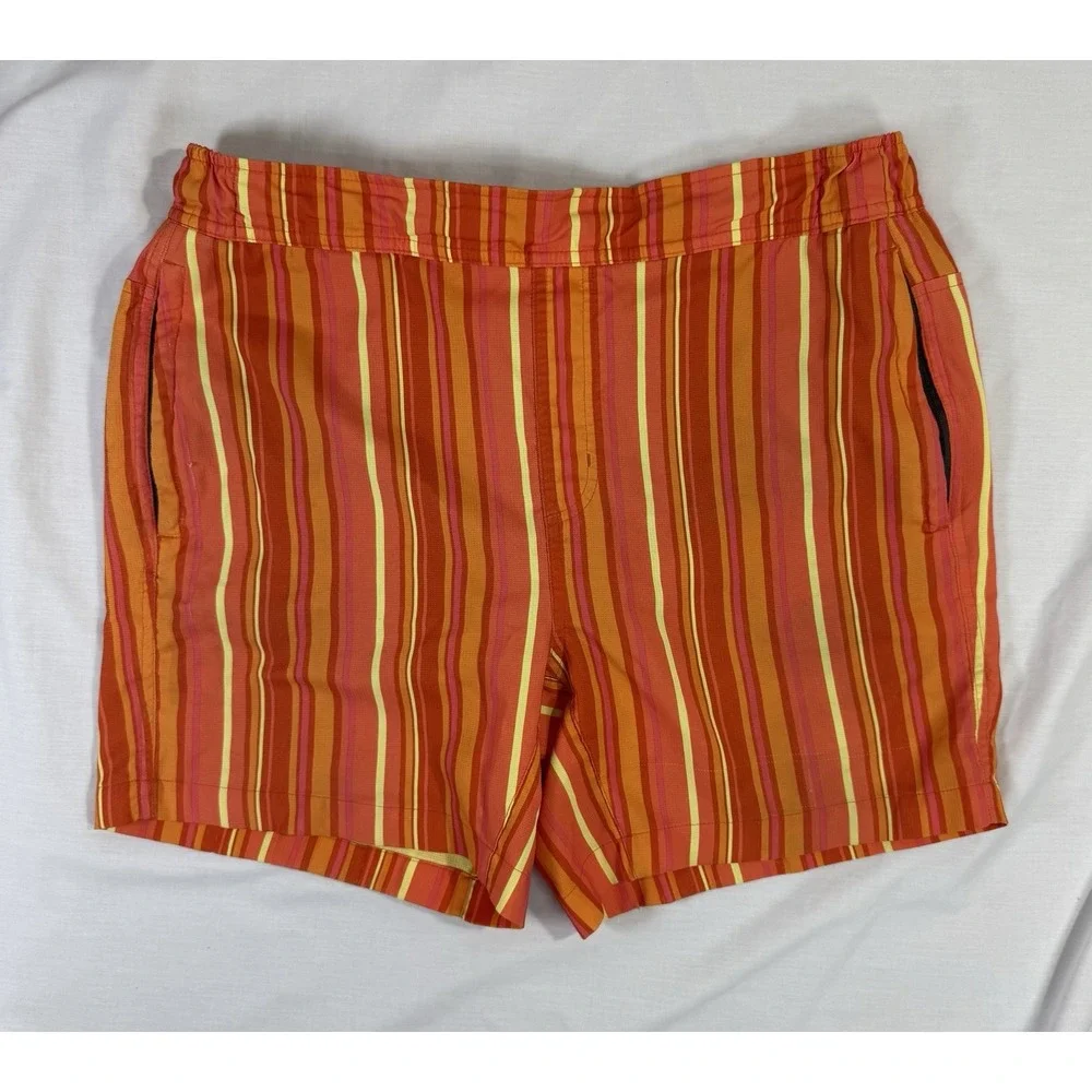 Mack Weldon Orange‎ Stripped Swim Trunks with Pockets Men's Size Medium